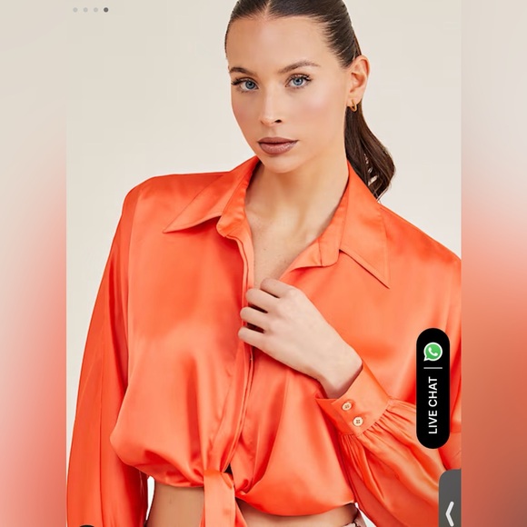 New Marciano Women front knot tie blouse - Picture 3 of 4